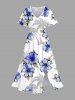 Coconut Tree Hibiscus Flower Leaf Print Plus Size Matching Hawaii Beach Outfit For Couples -  