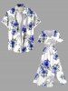 Coconut Tree Hibiscus Flower Leaf Print Plus Size Matching Hawaii Beach Outfit For Couples -  