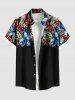 Tenue de plage hawaïenne assortie grande taille à imprimé tropical, fleurs d'hibiscus et feuilles, pour couples - Noir 