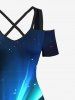 Coconut Tree Sea Mountain Aurora Galaxy Print Plus Size Matching Hawaii Beach Outfit For Couples -  