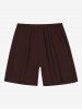 Short de plage uni grande taille avec cordon de serrage et poches pour homme - Café profond XL