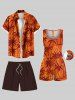 Plus Size Solid Hawaii Drawstring Pockets Beach Shorts For Men -  