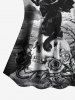 Cat Wing Rose Flower Skull Cloud Sky Print Tankini Top(Adjustable Shoulder Strap) -  