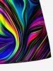 Plus Size Colorful Ocean Currents Print Hawaii Beach Shorts For Men -  