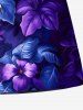 Plus Size Hibiscus Flowers Leaf Print Hawaii Beach Shorts For Men -  