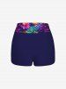 Ombre Mermaid Scale Flower Print Hawaii Twist Halter Backless Boyleg Tankini Swimsuit -  