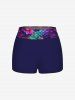 Ombre Mermaid Scale Flower Print Hawaii Twist Halter Backless Boyleg Tankini Swimsuit -  