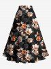 Jupe trapèze fendue hawaïenne grande taille à imprimé floral ombré - Noir 5X