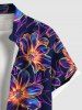 Plus Size Colorful Ombre Flower Print Hawaii Button Pocket Shirt For Men -  