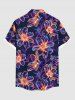 Plus Size Colorful Ombre Flower Print Hawaii Button Pocket Shirt For Men -  