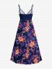 Plus Size Colorful Ombre Flower Print Hawaii Surplice A Line Cami Dress -  