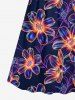 Plus Size Colorful Ombre Flower Print Hawaii Surplice A Line Cami Dress -  
