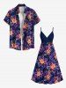 Plus Size Colorful Ombre Flower Print Hawaii Surplice A Line Cami Dress -  