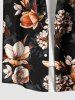Plus Size Ombre Flower Branch Print Hawaii Button Pocket Shirt For Men -  