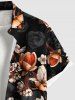 Plus Size Ombre Flower Branch Print Hawaii Button Pocket Shirt For Men -  