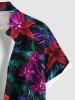 Plus Size Ombre Tropical Leaf Hibiscus Flower Print Hawaii Button Pocket Shirt For Men -  