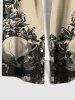 Chemise hawaïenne grande taille à imprimé tête de mort et fleurs, avec poches et boutons, pour homme - café lumière 2XL