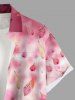 Chemise hawaïenne grande taille à imprimé feuilles ombré et blocs de couleurs, boutons et poches, pour homme - Rose clair 2XL