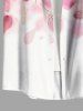 Chemise hawaïenne grande taille à imprimé feuilles ombré et blocs de couleurs, boutons et poches, pour homme - Rose clair 2XL