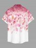 Plus Size Leaf Ombre Colorblock Print Buttons Pocket Hawaii Shirt For Men -  
