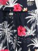 Plus Size Coconut Tree Hibiscus Flower Sea Sailboat Print Hawaii Drawstring Pocket Romper -  