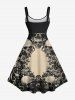 Plus Size Skulls Flowers Print Hawaii Tank Dress -  