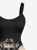 Plus Size Skulls Flowers Print Hawaii Tank Dress -  