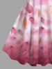 Robe débardeur hawaïenne grande taille à imprimé feuilles ombré et blocs de couleurs - Rose clair XXS