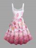 Plus Size Leaf Ombre Colorblock Print Hawaii Tank Dress -  