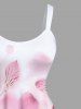 Plus Size Leaf Ombre Colorblock Print Hawaii Tank Dress -  
