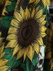 Robe débardeur asymétrique à imprimé tournesols et têtes de mort, lacets, volants, épaules dénudées et manches évasées transparentes - Noir XL