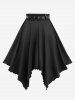 Jupe trapèze à volants superposés, coupe mouchoir, avec ceinture amovible en PU - Noir S