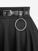 Jupe trapèze à volants superposés, coupe mouchoir, avec ceinture amovible en PU - Noir S