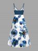 Plus Size Watercolor Flowers Print Surplice Hawaii Cami Dress -  