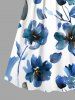 Plus Size Watercolor Flowers Print Surplice Hawaii Cami Dress -  