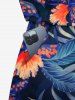 Combinaison hawaïenne cintrée grande taille à imprimé fleurs, pois et feuilles - Bleu 6X