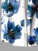 Plus Size Watercolor Flowers Print Buttons Pocket Hawaii Shirt For Men -  