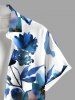 Plus Size Watercolor Flowers Print Buttons Pocket Hawaii Shirt For Men -  