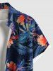 Chemise hawaïenne grande taille à imprimé fleurs, pois, feuilles, boutons, poches pour homme - Noir 4XL