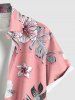 Plus Size Hibiscus Flower Tropical Leaf Print Buttons Pocket Hawaii Shirt For Men -  