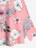 Jupe hawaïenne fendue grande taille à imprimé feuilles tropicales et fleurs d'hibiscus - Rose clair 1X