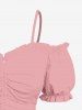 Plus Size Cinched Ruched Ruffles Cold Shoulder Cami Top -  