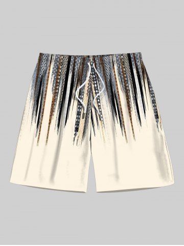 Short de plage grande taille à rayures ethniques pour homme