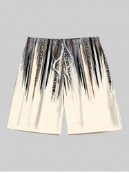Short de plage grande taille à rayures ethniques pour homme - café lumière L