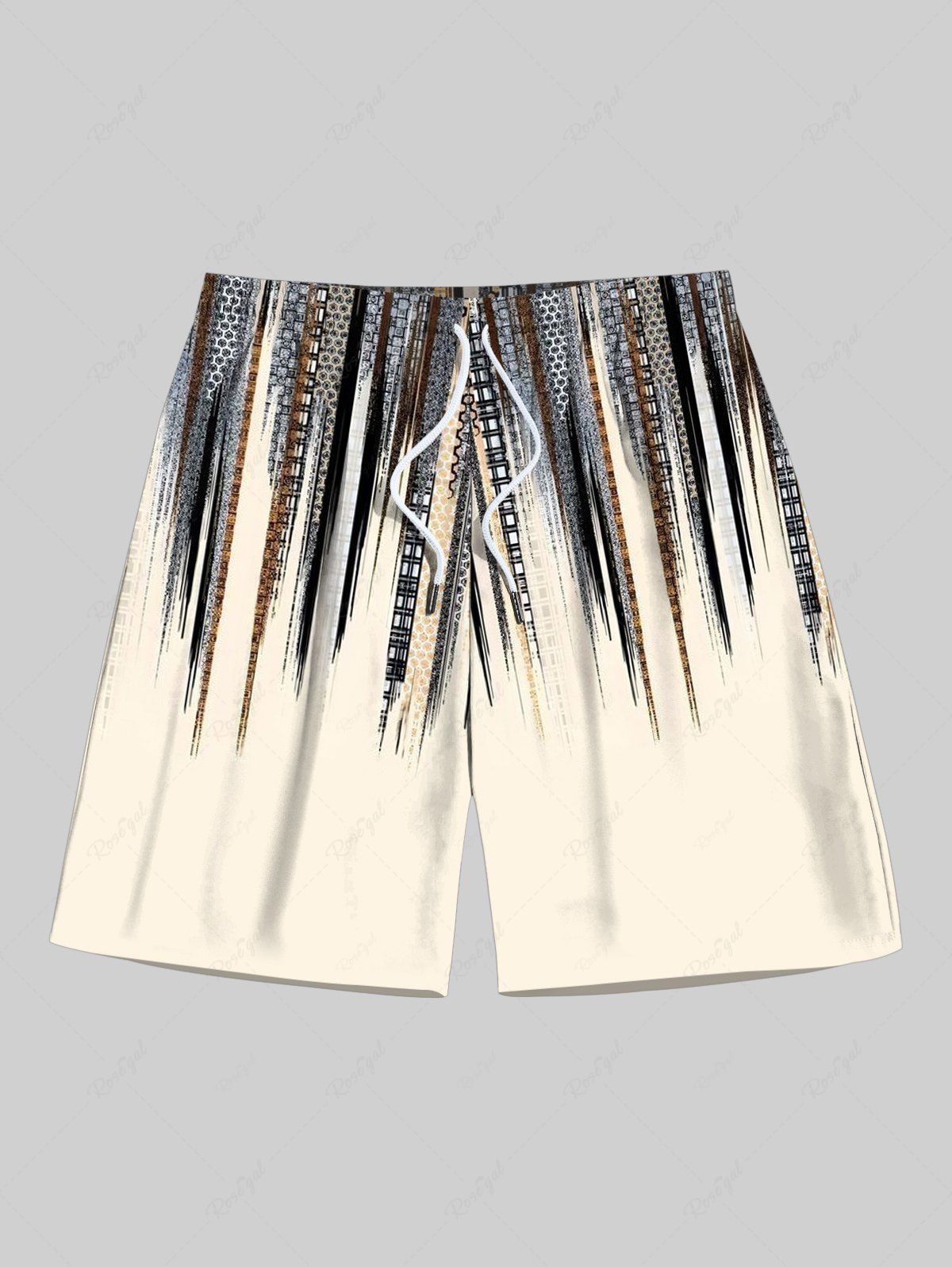 Chic Plus Size Ethnic Stripes Print Beach Shorts For Men  