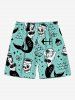 Mermaid Bowknot Skulls Anchor Print Plus Size Matching Hawaii Beach Outfit For Couples -  
