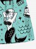 Mermaid Bowknot Skulls Anchor Print Plus Size Matching Hawaii Beach Outfit For Couples -  
