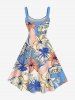 Coconut Tree Hibiscus Flower Bus Pineapple Cactus Print Plus Size Matching Hawaii Beach Outfit For Couples - Bleu clair 