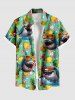 Sharks Pineapple Tropical Leaf Flowers Print Plus Size Matching Hawaii Beach Outfit For Couples -  