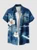 Tenue de plage hawaïenne assortie grande taille à imprimé tropical, motif hibiscus et fleurs marines, pour couples - Bleu Ciel 